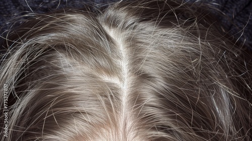 A photograph of hair with signs of alopecia, accompanied by supportive text about the importance of seeking professional help and treatment methods, which creates a trusting and informative atmosphere