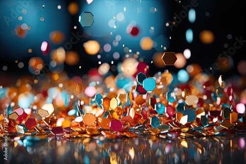 background adorned with a colorful shower of confetti. Vibrant hues dance in the air, creating a festive atmosphere. The confetti, a kaleidoscope of joy, 