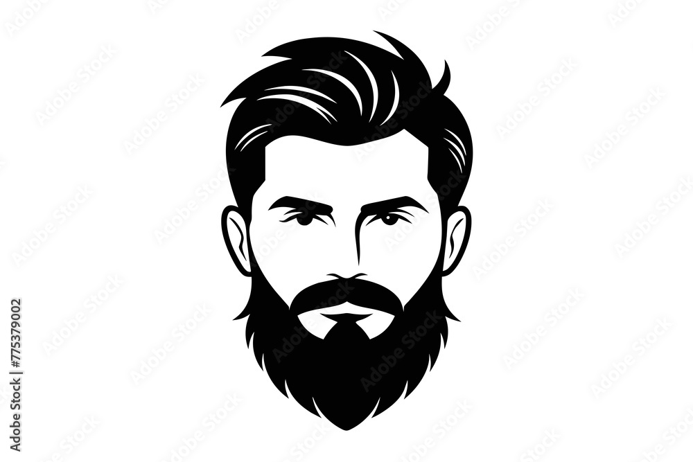 Silhouette Iconic Men's Beard and Hairstyle Set Perfect for Barber Shops, Haircuts, and Men's Fashion white background