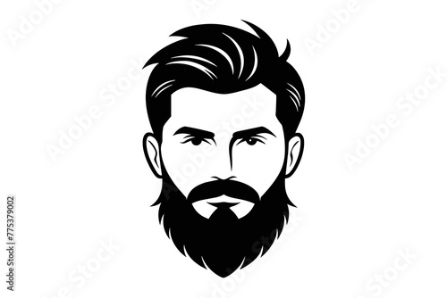 Silhouette Iconic Men's Beard and Hairstyle Set Perfect for Barber Shops, Haircuts, and Men's Fashion white background