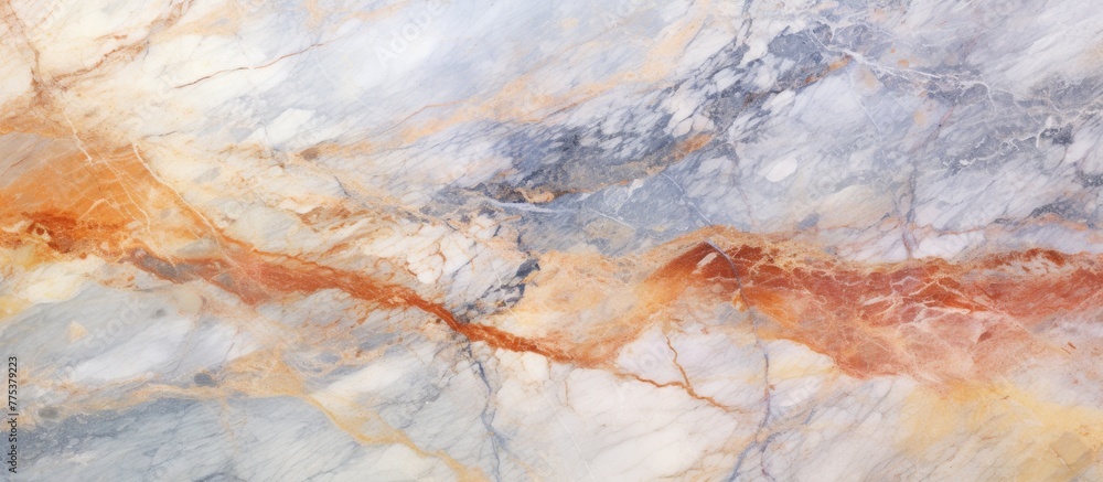 Marble surface featuring a red and white stripe pattern in a detailed, up-close view
