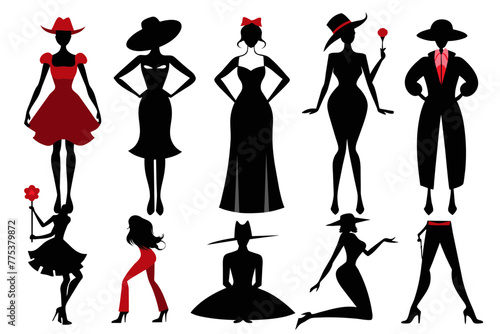Silhouette image Fashionable Impressions white background 