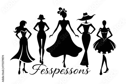 Silhouette image Fashionable Impressions white background 