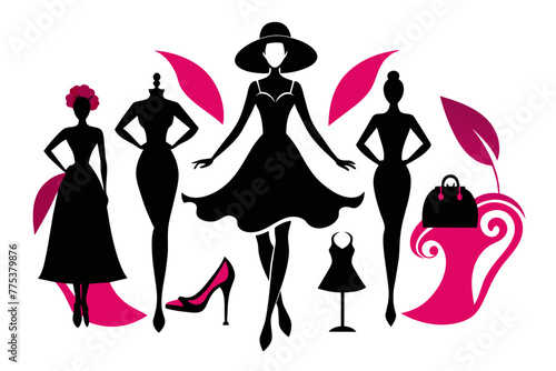 Silhouette image Fashionable Impressions white background 