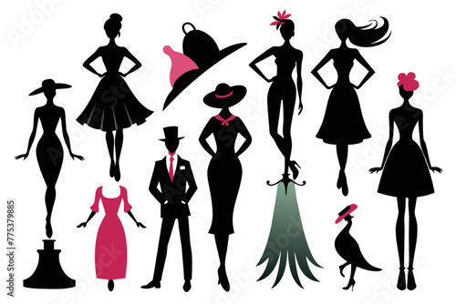 Silhouette image Fashionable Impressions white background 