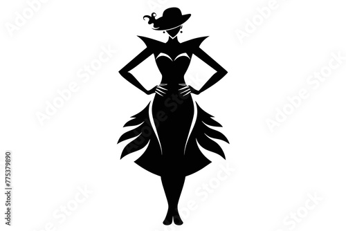 Silhouette image Fashionable Impressions white background 