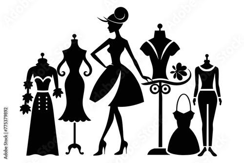 Silhouette image Fashionable Impressions white background 