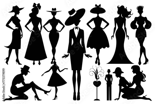 Silhouette image Fashionable Impressions white background 