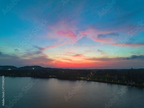 Sunset glow on the coast of Yudai Beach, Boao, Qionghai, Hainan, China