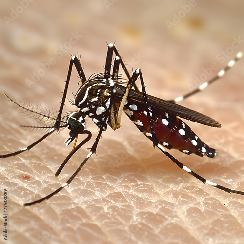closeup of Aedes aegypti mosquito photo