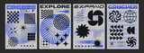 Set Of Cool Futuristic Trendy Brutalist Posters. Collection Of Abstract Geometric Pattern Shapes.