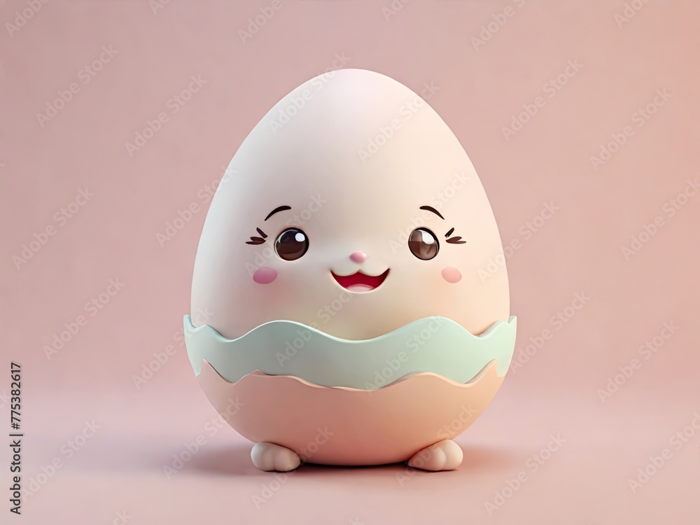 Chicken egg faces kawaii 3D illustration Easter Chicken egg faces kawaii 3D illustration Easter