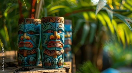 Tiki Mask Cups Tropical Drinks