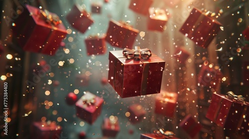 Falling Gift Boxes Festive Backdrop