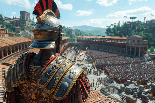 Roman Soldier Standing Before a Crowded Audience