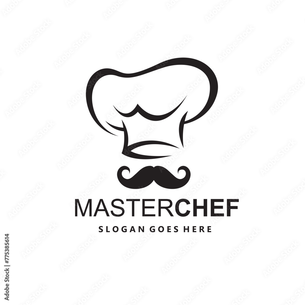 illustration of monochrome mustachioed chef isolated on white background illustration of monochrome mustachioed chef isolated on white background
