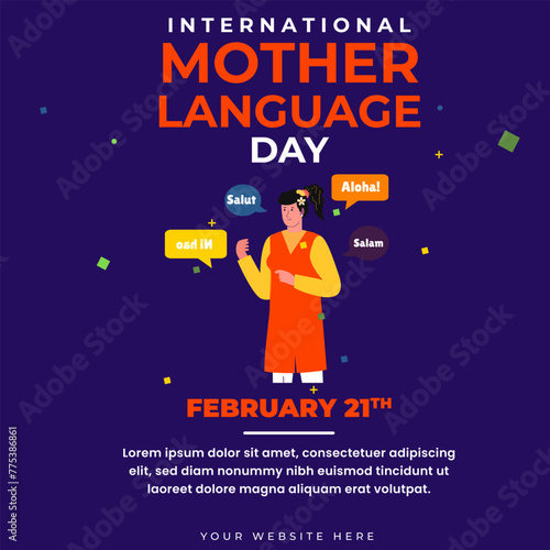 International mother language day social media banner. Vector illustration