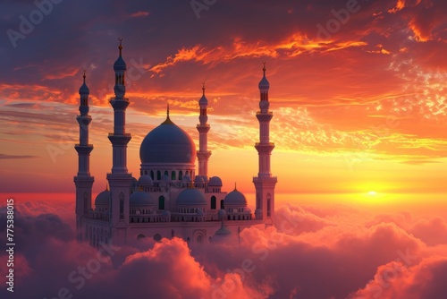 mosque covered in clouds © Bloodlinemitha02