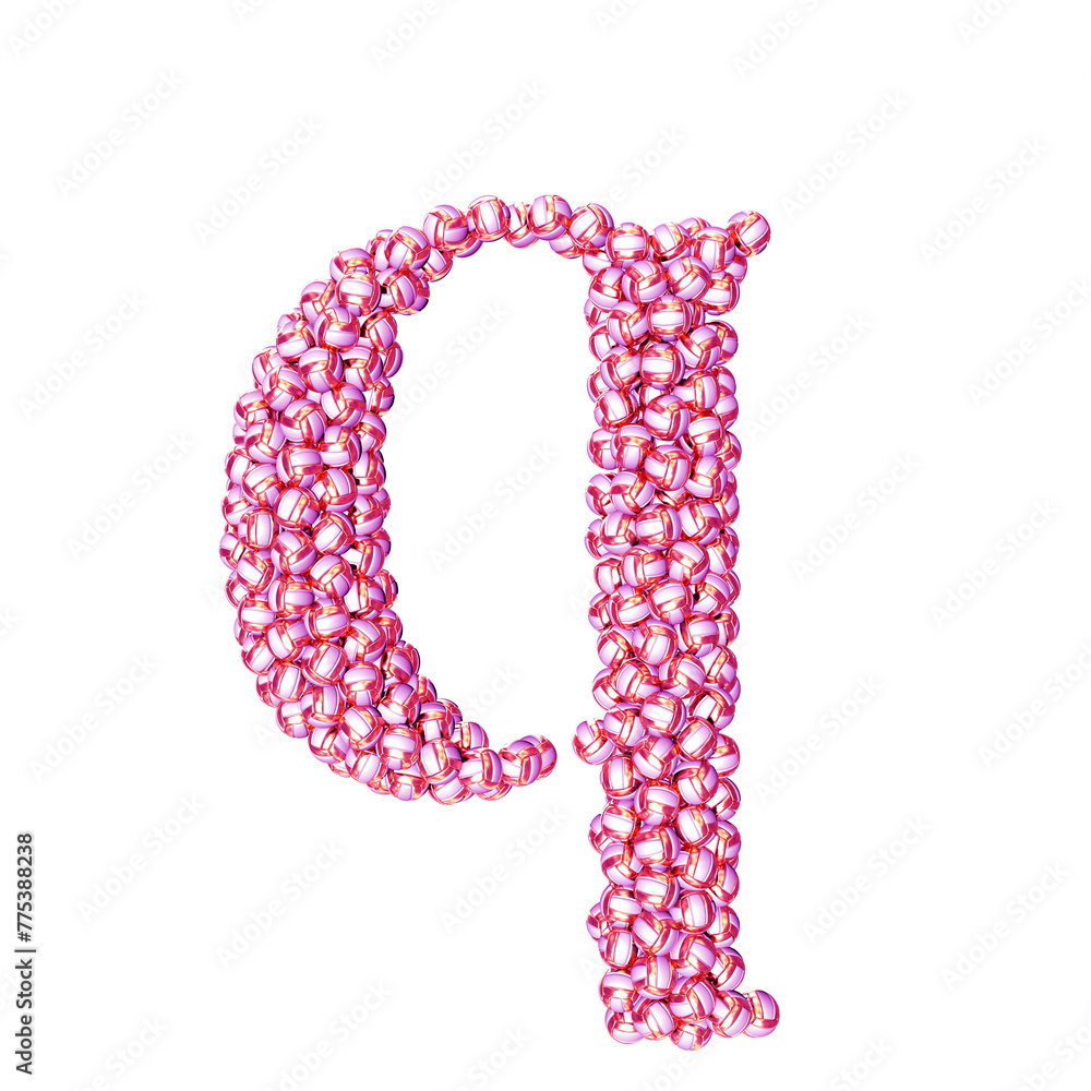 Symbol made of pink volleyballs. letter q Symbol made of pink volleyballs. letter q