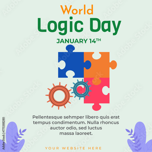 World Logic Day Flyer poster template Vector illustration. flat design background.