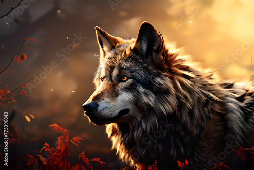 wolf in the night Generative Ai © 재우 곽