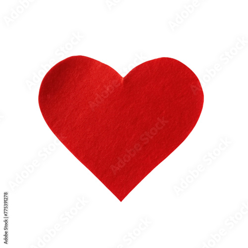 Red paper on heart shaped  isolated on transparent background.