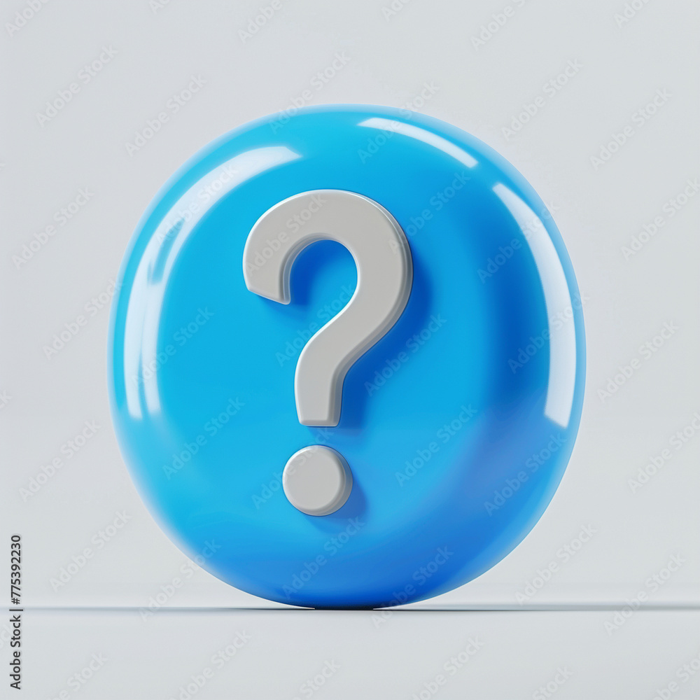 Blue question mark button concept, 3d circle icon Blue question mark button concept, 3d circle icon