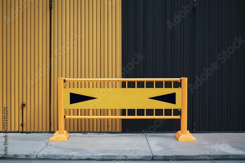 High contrast steel barrier mockup in striking yellow and black