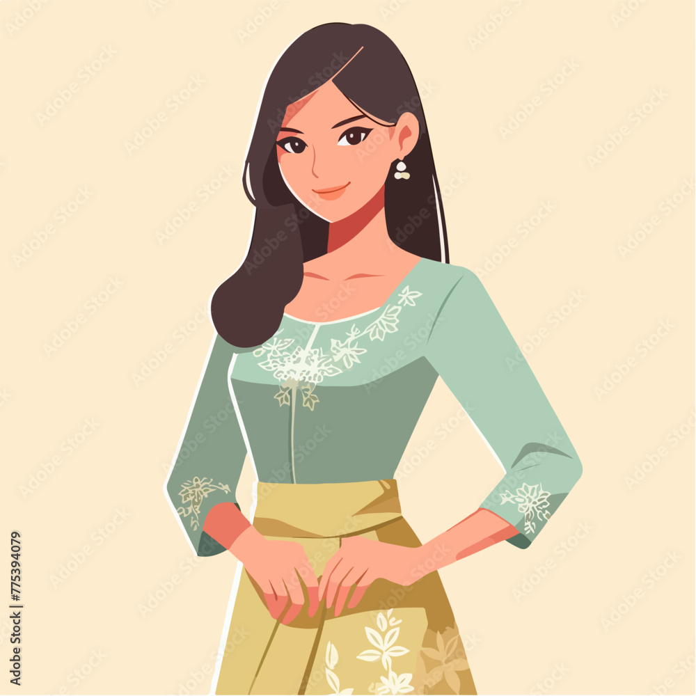 beauty girl poses gracefully in flat design style beauty girl poses gracefully in flat design style