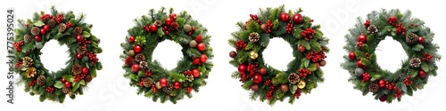 Christmas wreath isolated on white background. New year.