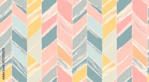 Cute pastel colorful herringbone pattern background with stripes and lines Soft color geometric texture for nursery wallpaper Generative AI
