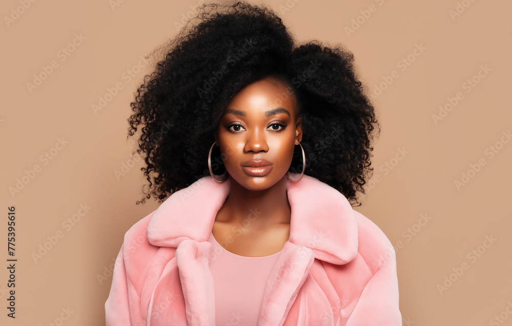 Black Woman in Pink Fur Coat Black Woman in Pink Fur Coat