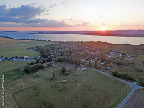 Aerial landscape of Moenchgut village at sunset on the Island of Rugen in Mecklenberg Vorpommern photo