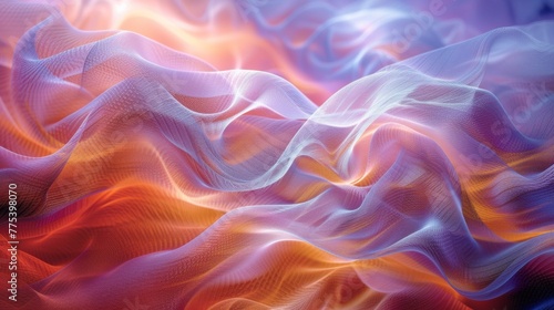 A close up of a colorful abstract design with wavy lines, AI © starush