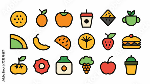 Doodle Food Icons Fun and Wholesome Illustrations on White Background © Mosharef ID:#6911090