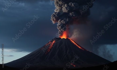 Volcanic eruption in Kamchatka, Russia. 3D illustration © Andrey
