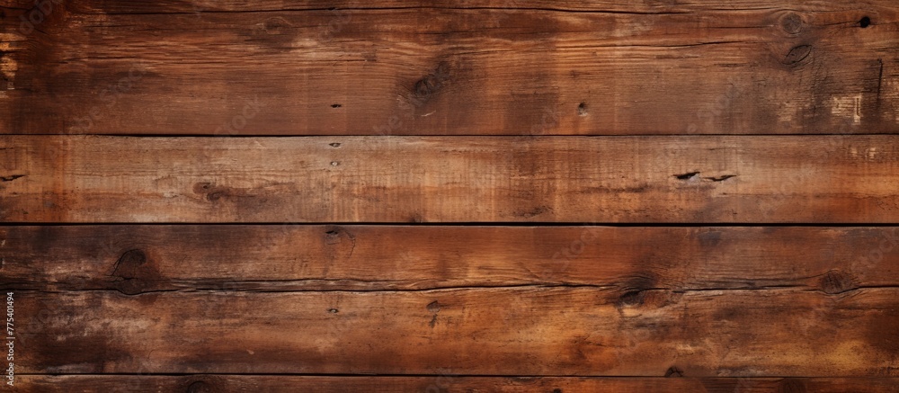 Detailed view of a wooden wall featuring a rich brown stain, showcasing the natural texture and color variations of the wood surface Detailed view of a wooden wall featuring a rich brown stain, showcasing the natural texture and color variations of the wood surface