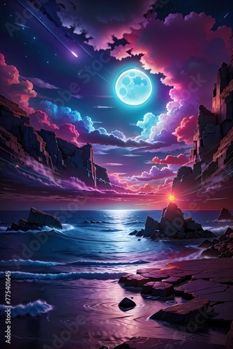 moon over the ocean