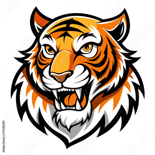 Fototapeta Naklejka Na Ścianę i Meble -  Roaring Success Tiger Mascot Logo Vector on White Background