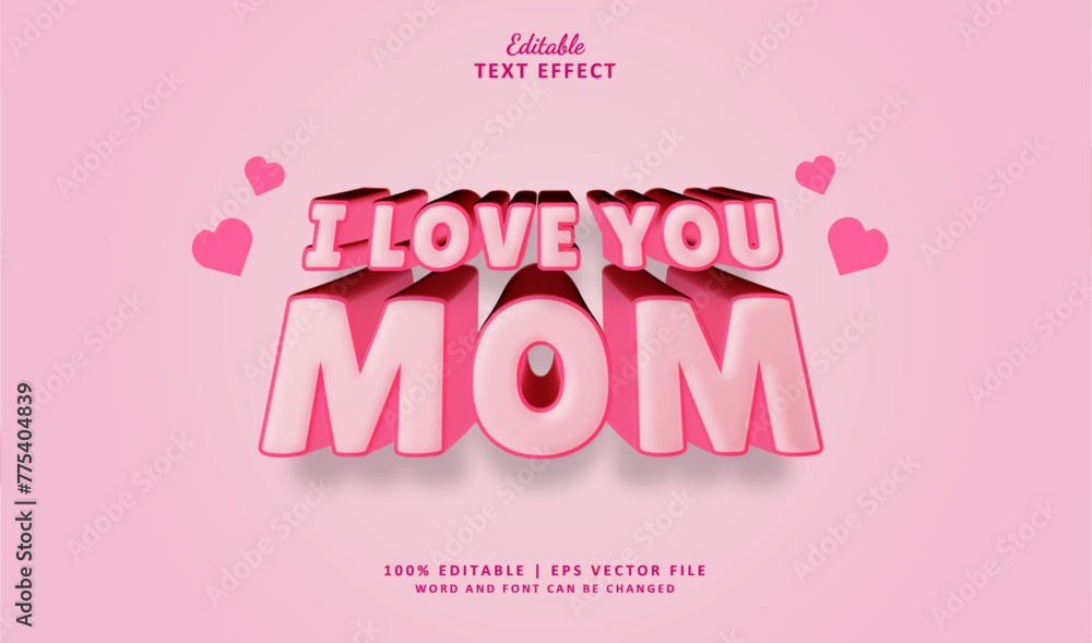I Love You Mom Editable Text Effect 3d Style I Love You Mom Editable Text Effect 3d Style