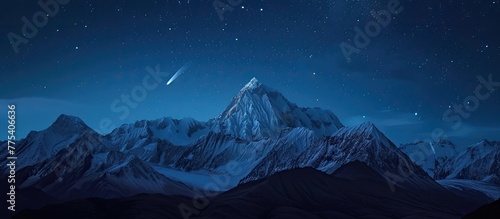 The demon comet hovers above a snow-capped mountain, a breathtaking contrast of celestial and earthly beauty. 🌌❄️ #CelestialSnowscape