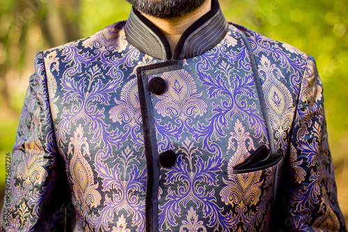 Sikh groom in traditional silk sherwani