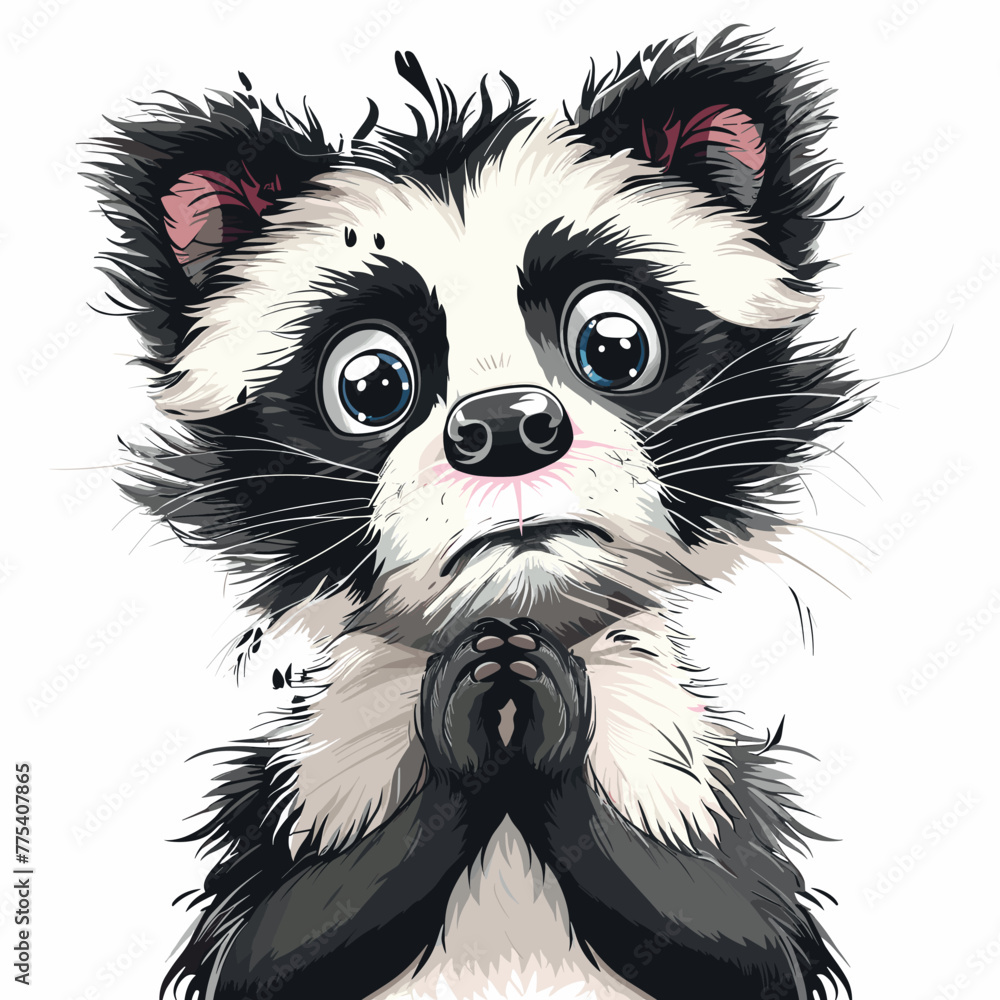 Portrait of cute raccoon with big eyes. Vector illustration. Portrait of cute raccoon with big eyes. Vector illustration.