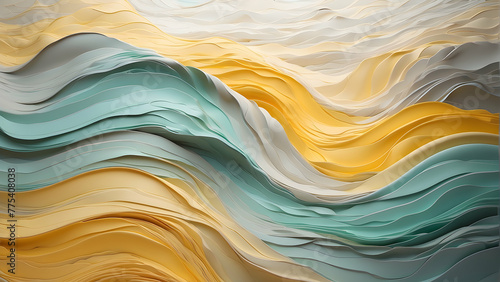 Contemporary digital artwork with flowing lines and layers in a range of earthy tones resembling geological structures