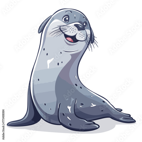 Vector illustration of a cute cartoon seal isolated on a white background.