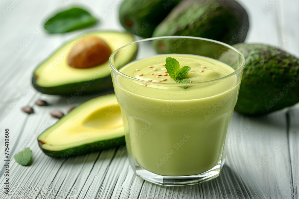 fresh healthy vitamin ecological vegan green avocado smoothie, generative AI fresh healthy vitamin ecological vegan green avocado smoothie, generative AI