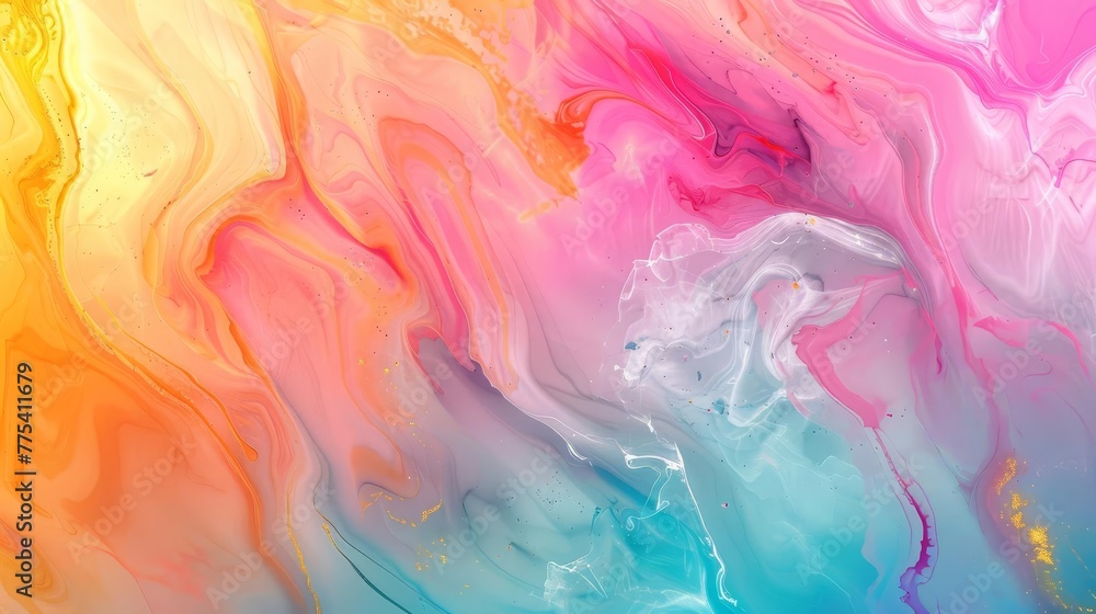Fototapeta premium Abstract Colorful Fluid Art Background with Marble Texture and Alcohol Ink, Modern Digital Illustration