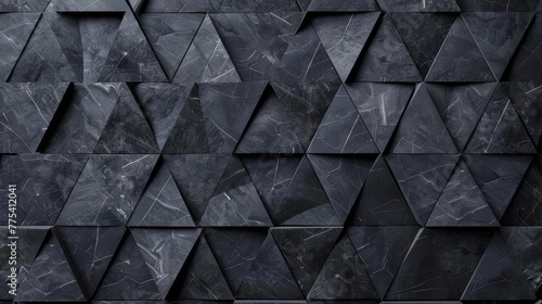Abstract Dark Gray Stone Mosaic Tile Wallpaper Texture with Geometric Triangular Pattern