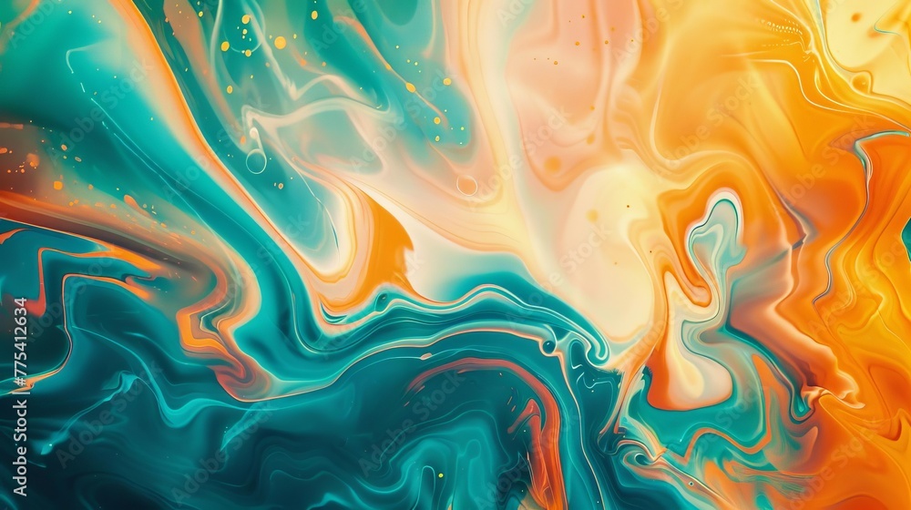 Abstract Fluid Art with Swirling Colors and Mesmerizing Patterns, Digital Painting