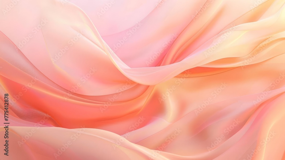 Fototapeta premium Abstract futuristic texture combining pastel peach and rose pink colors isolated on white background, modern gradient design